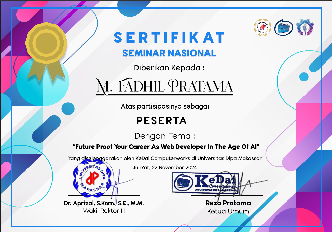 Sertifikat Peserta Seminar Nasional