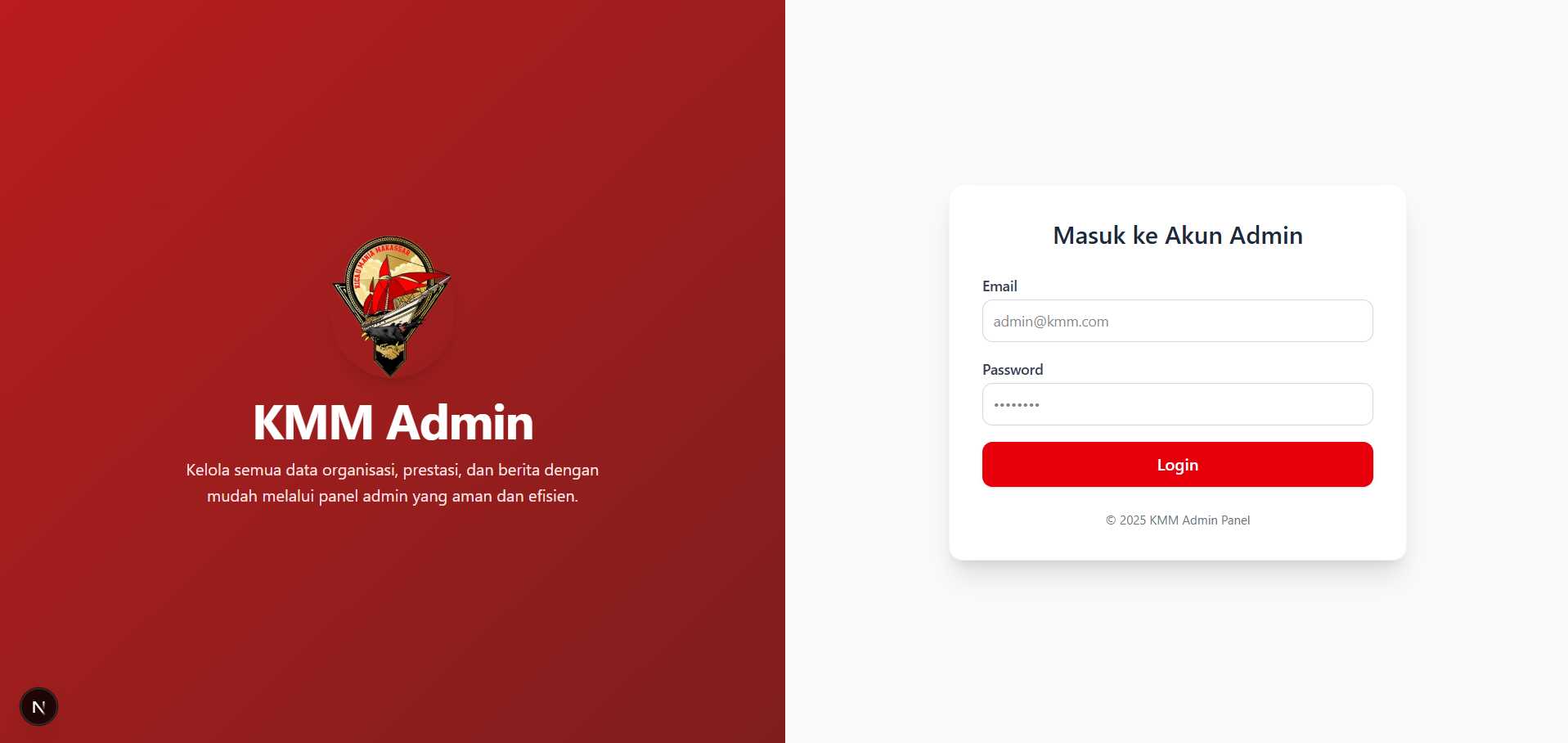 KMM Admin Panel Dashboard